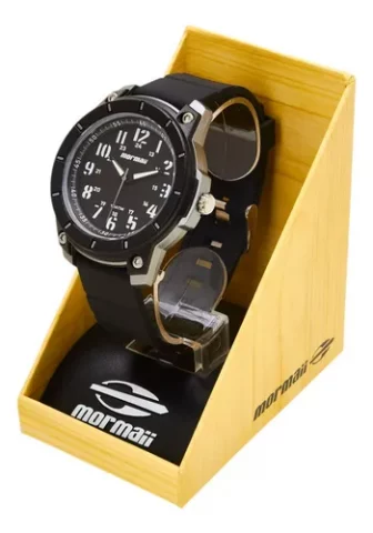 Relógio Casual Masculino Mo2035li/8e 10 Atm Cinza Mormaii Correia Preto Fundo Preto