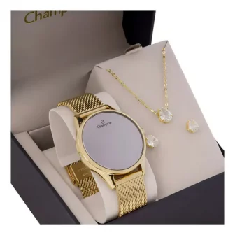 Relógio Feminino Champion Digital Dourado Pulseira Mesh Cor da correia Dourado 3...