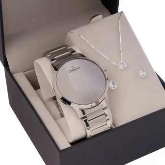 Relógio Feminino Digital Champion Original Ch40142s Cor da correia Prata Redondo Cor...