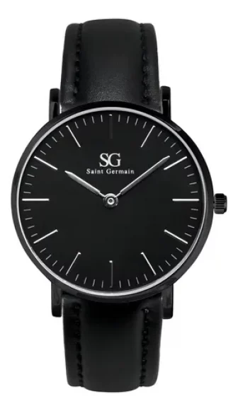 Relógio Masculino Couro Preto Saint Germain Murray Full Black 40mm Fundo Preto