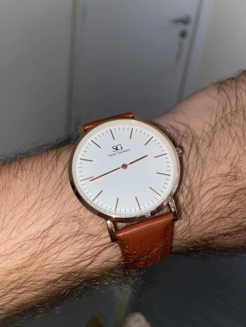 Relógio Saint Germain Bronx Rosé Gold 40mm Cor da correia Marrom Cor do fundo Branco