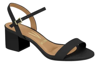 Sandália Feminina Salto Grosso Com Fivela Conforto Original