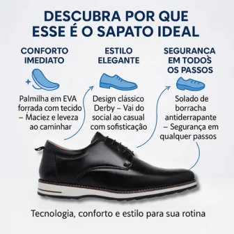 Sapato Social Masculino Oxford Casual Confortável Derby