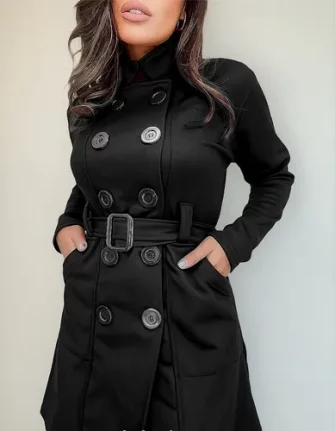 Sobretudo Feminino C/ Botões Casaco De Frio Grosso Inverno