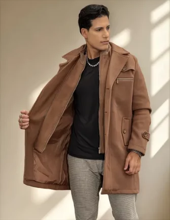 Sobretudo Masculino Elegante Gabardine Duplo