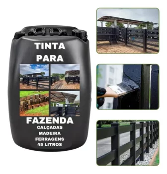 Tintas Para Currais Madeiras Piquete Fazenda Mangueira 45lts Acabamento Brilhante Cor Preto