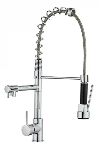 Torneira de cozinha monocomando Newconcept Premium 352001 extensível prateado acabamento cromado