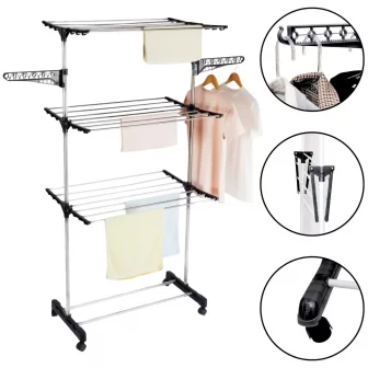 Varal De Chão Grande Varal De Roupas 3 Andares Dobrável KONTUZ Cor...