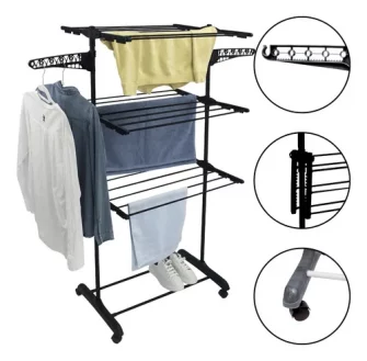 Varal De Chão Grande Varal De Roupas 3 Andares Dobrável Kontuz Home