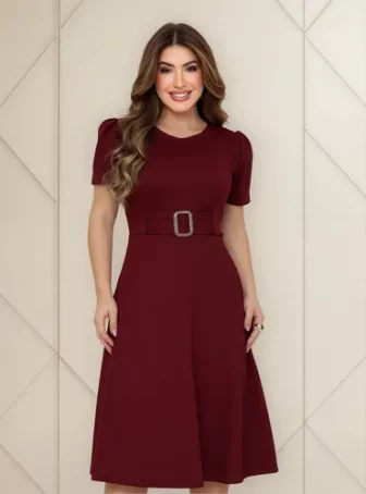 Vestido Midi Moda Cristã Evangelico Casual Crepe De Malha
