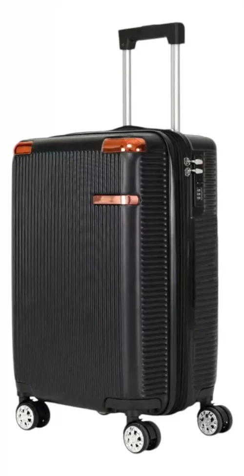 Ygm Malas Mala 2040 Preto 55 Cm X 35cm X 25cm 10kg Com Ziper Extensor Abs Rodinhas 360 Leva Na...